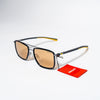 Ducati Mirrored Sunglasses – Black Frame with Yellow Tips & Double Bridge